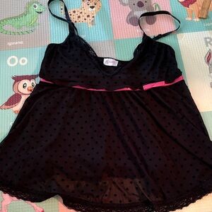 Black and Pink Polka Dot Chemise